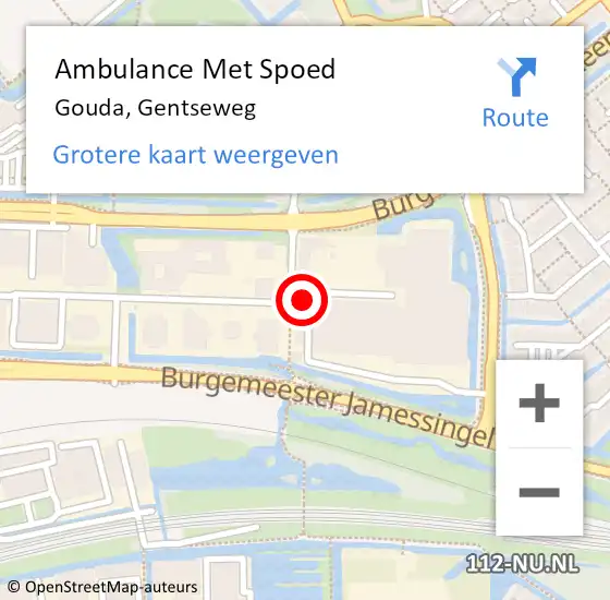 Locatie op kaart van de 112 melding: Ambulance Met Spoed Naar Gouda, Gentseweg op 25 november 2022 17:09