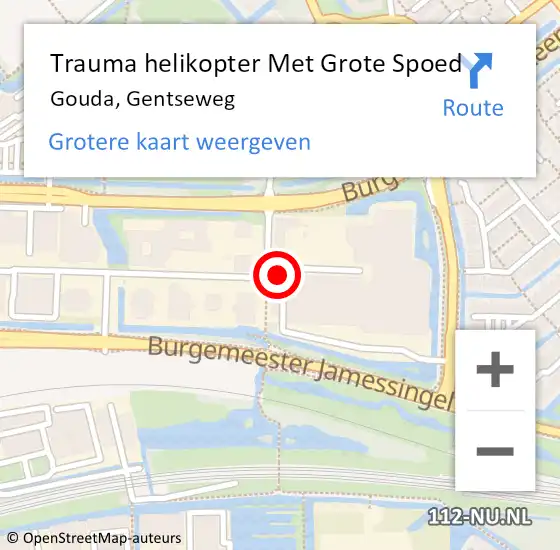 Locatie op kaart van de 112 melding: Trauma helikopter Met Grote Spoed Naar Gouda, Gentseweg op 25 november 2022 17:10