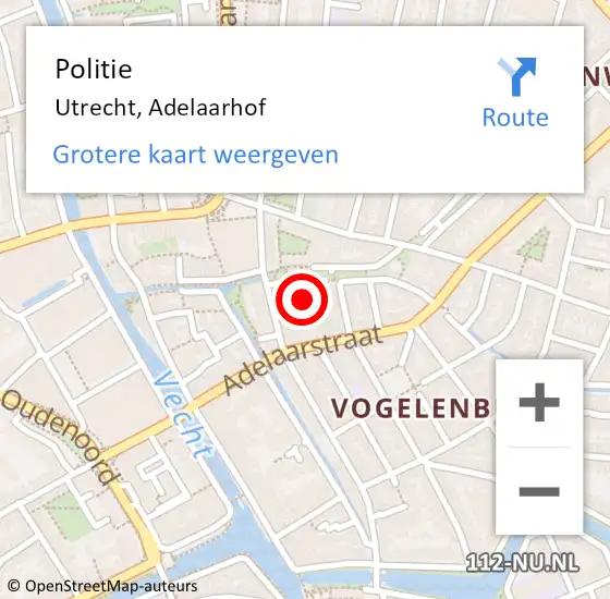 Locatie op kaart van de 112 melding: Politie Utrecht, Adelaarhof op 25 november 2022 17:11