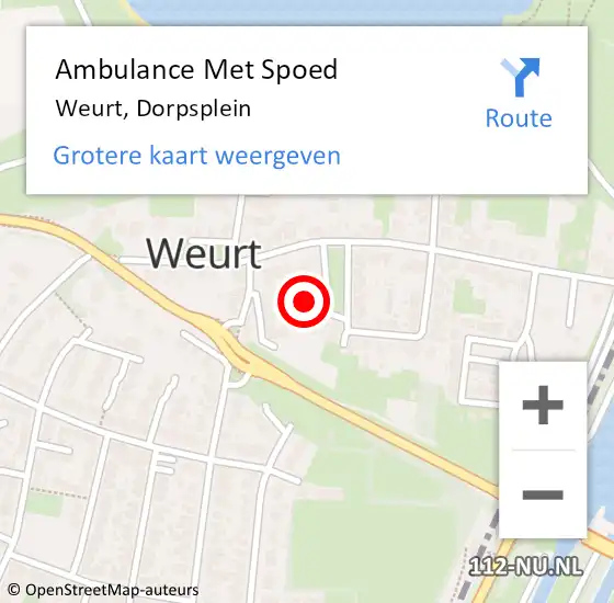 Locatie op kaart van de 112 melding: Ambulance Met Spoed Naar Weurt, Dorpsplein op 25 november 2022 17:22