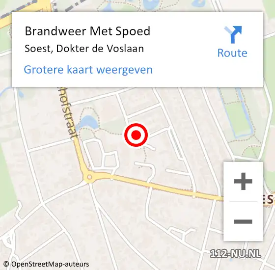 Locatie op kaart van de 112 melding: Brandweer Met Spoed Naar Soest, Dokter de Voslaan op 25 november 2022 17:24