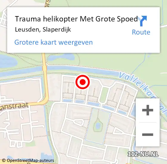 Locatie op kaart van de 112 melding: Trauma helikopter Met Grote Spoed Naar Leusden, Slaperdijk op 25 november 2022 17:31