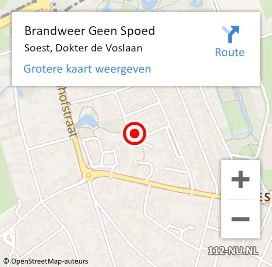 Locatie op kaart van de 112 melding: Brandweer Geen Spoed Naar Soest, Dokter de Voslaan op 25 november 2022 17:33