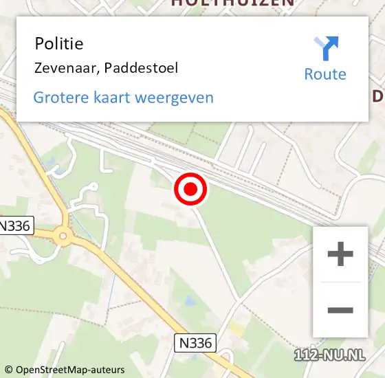 Locatie op kaart van de 112 melding: Politie Zevenaar, Paddestoel op 25 november 2022 17:36