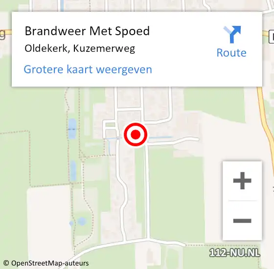 Locatie op kaart van de 112 melding: Brandweer Met Spoed Naar Oldekerk, Kuzemerweg op 25 november 2022 17:39