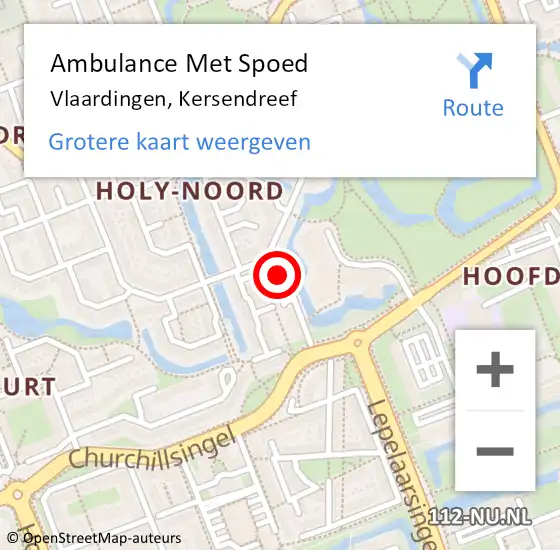 Locatie op kaart van de 112 melding: Ambulance Met Spoed Naar Vlaardingen, Kersendreef op 25 november 2022 17:43