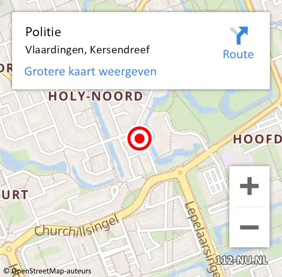 Locatie op kaart van de 112 melding: Politie Vlaardingen, Kersendreef op 25 november 2022 17:44