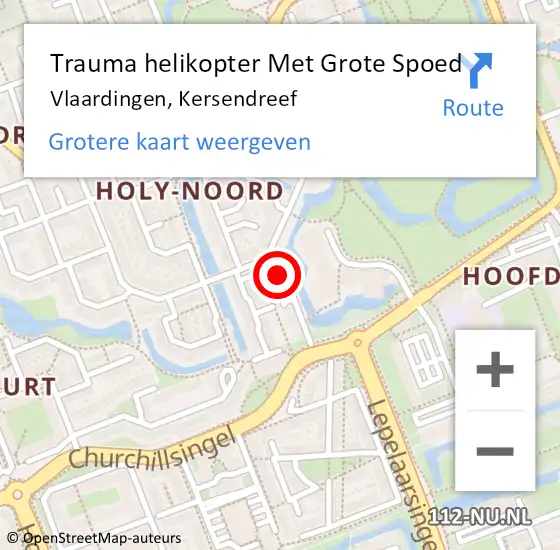 Locatie op kaart van de 112 melding: Trauma helikopter Met Grote Spoed Naar Vlaardingen, Kersendreef op 25 november 2022 17:44