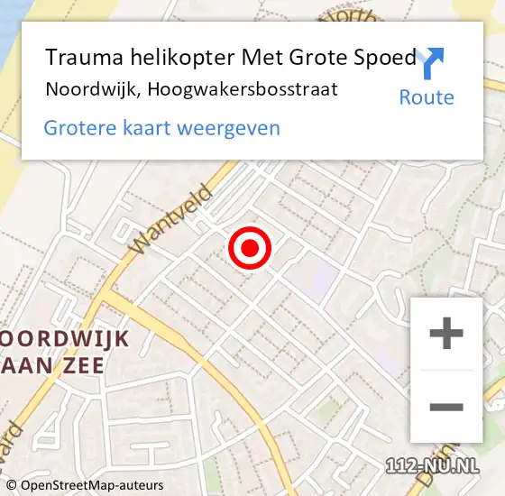 Locatie op kaart van de 112 melding: Trauma helikopter Met Grote Spoed Naar Noordwijk, Hoogwakersbosstraat op 25 november 2022 17:49