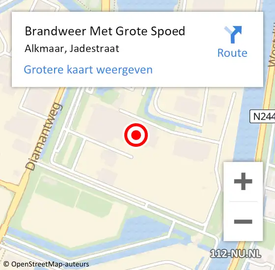 Locatie op kaart van de 112 melding: Brandweer Met Grote Spoed Naar Alkmaar, Jadestraat op 25 november 2022 18:40