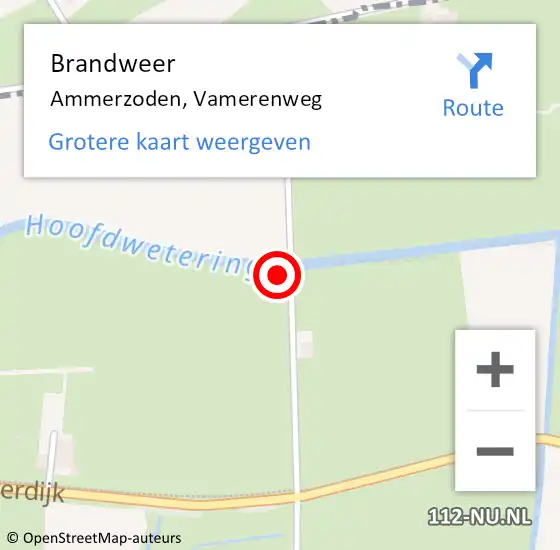 Locatie op kaart van de 112 melding: Brandweer Ammerzoden, Vamerenweg op 25 november 2022 19:37