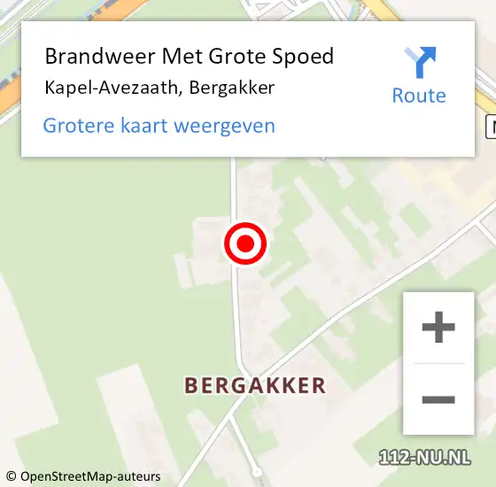 Locatie op kaart van de 112 melding: Brandweer Met Grote Spoed Naar Kapel-Avezaath, Bergakker op 25 november 2022 19:43