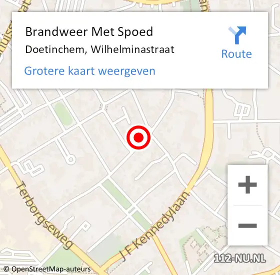 Locatie op kaart van de 112 melding: Brandweer Met Spoed Naar Doetinchem, Wilhelminastraat op 25 november 2022 20:06