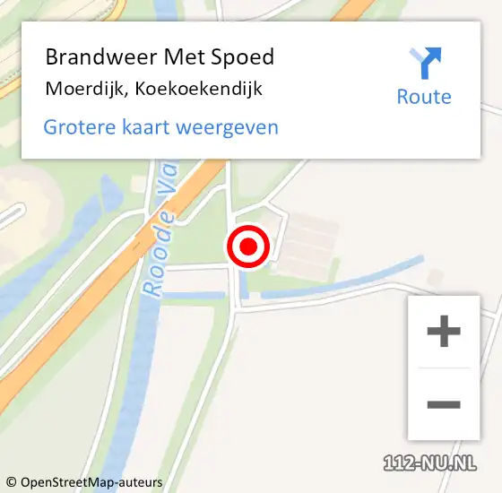 Locatie op kaart van de 112 melding: Brandweer Met Spoed Naar Moerdijk, Koekoekendijk op 25 november 2022 20:09