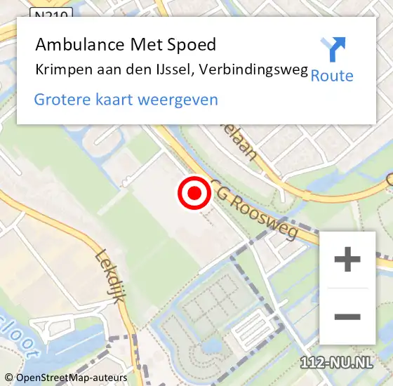 Locatie op kaart van de 112 melding: Ambulance Met Spoed Naar Krimpen aan den IJssel, Verbindingsweg op 25 november 2022 20:13