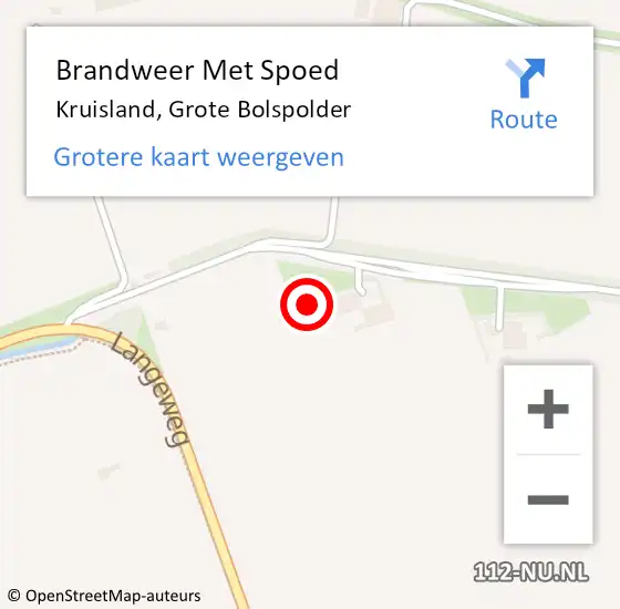 Locatie op kaart van de 112 melding: Brandweer Met Spoed Naar Kruisland, Grote Bolspolder op 25 november 2022 20:14