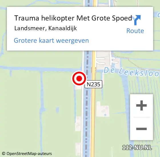 Locatie op kaart van de 112 melding: Trauma helikopter Met Grote Spoed Naar Landsmeer, Kanaaldijk op 25 november 2022 20:33