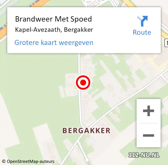 Locatie op kaart van de 112 melding: Brandweer Met Spoed Naar Kapel-Avezaath, Bergakker op 25 november 2022 20:50