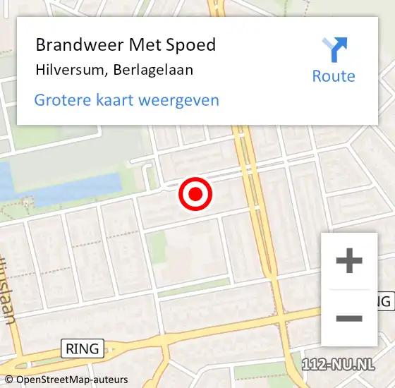 Locatie op kaart van de 112 melding: Brandweer Met Spoed Naar Hilversum, Berlagelaan op 25 november 2022 21:11