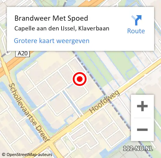 Locatie op kaart van de 112 melding: Brandweer Met Spoed Naar Capelle aan den IJssel, Klaverbaan op 25 november 2022 21:32