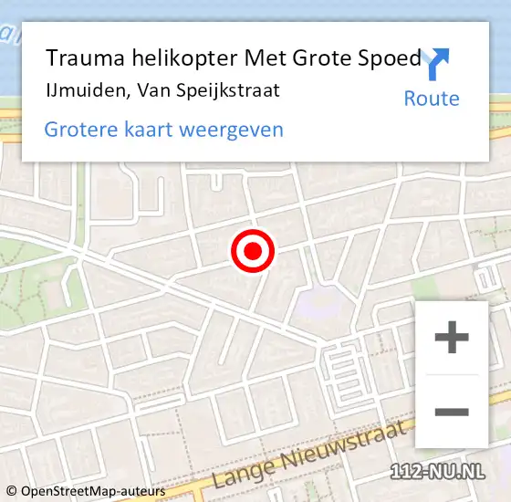 Locatie op kaart van de 112 melding: Trauma helikopter Met Grote Spoed Naar IJmuiden, Van Speijkstraat op 25 november 2022 22:13