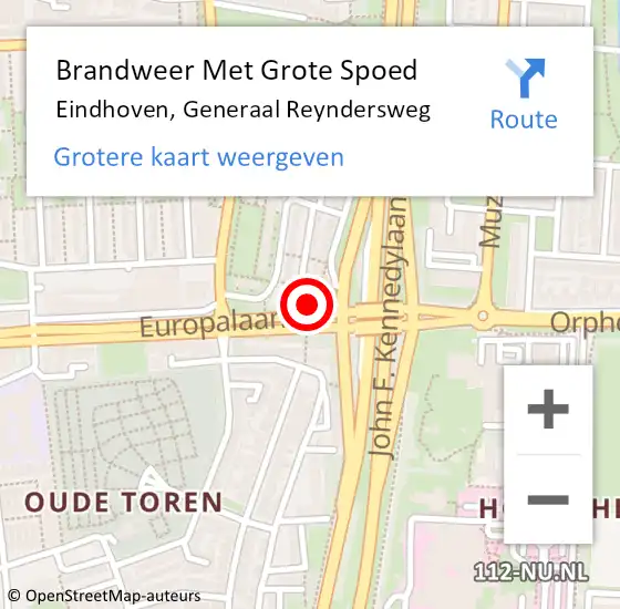 Locatie op kaart van de 112 melding: Brandweer Met Grote Spoed Naar Eindhoven, Generaal Reyndersweg op 25 november 2022 22:22