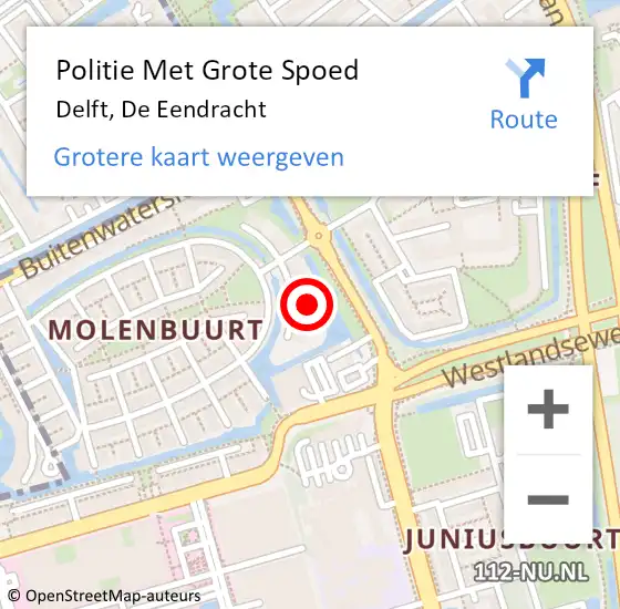 Locatie op kaart van de 112 melding: Politie Met Grote Spoed Naar Delft, De Eendracht op 25 november 2022 22:36