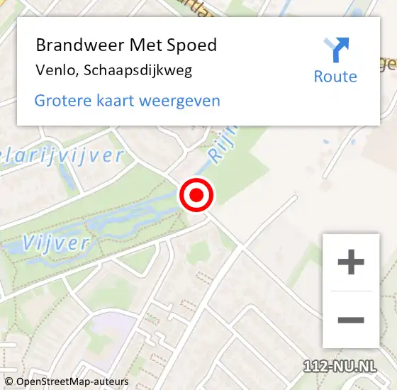 Locatie op kaart van de 112 melding: Brandweer Met Spoed Naar Venlo, Schaapsdijkweg op 25 november 2022 22:53