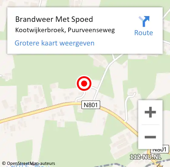 Locatie op kaart van de 112 melding: Brandweer Met Spoed Naar Kootwijkerbroek, Puurveenseweg op 25 november 2022 22:55