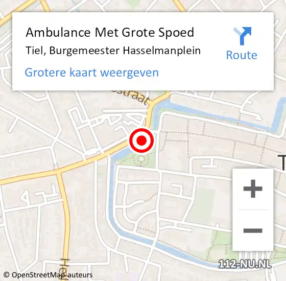 Locatie op kaart van de 112 melding: Ambulance Met Grote Spoed Naar Tiel, Burgemeester Hasselmanplein op 25 november 2022 23:22