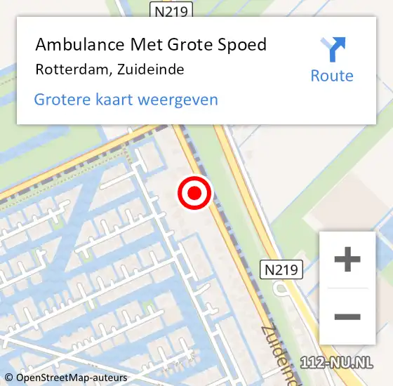 Locatie op kaart van de 112 melding: Ambulance Met Grote Spoed Naar Rotterdam, Zuideinde op 25 november 2022 23:44