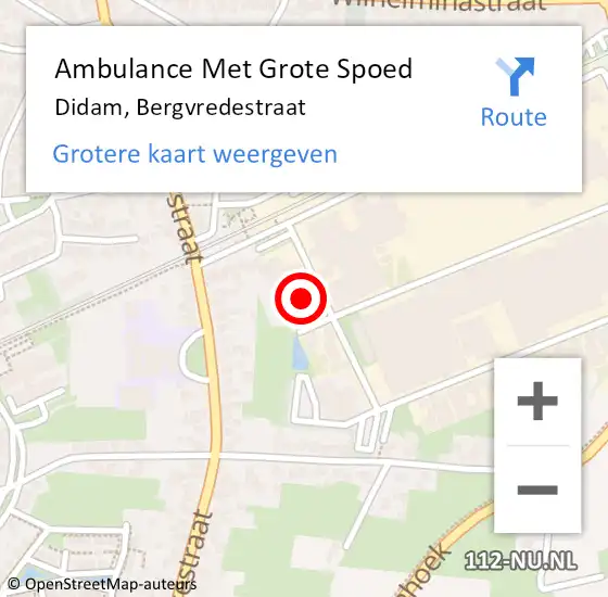 Locatie op kaart van de 112 melding: Ambulance Met Grote Spoed Naar Didam, Bergvredestraat op 26 november 2022 00:05