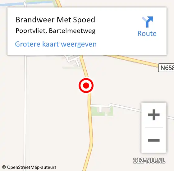 Locatie op kaart van de 112 melding: Brandweer Met Spoed Naar Poortvliet, Bartelmeetweg op 26 november 2022 00:07