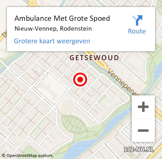 Locatie op kaart van de 112 melding: Ambulance Met Grote Spoed Naar Nieuw-Vennep, Rodenstein op 26 november 2022 00:15