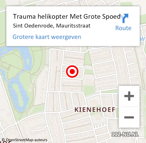 Locatie op kaart van de 112 melding: Trauma helikopter Met Grote Spoed Naar Sint Oedenrode, Mauritsstraat op 26 november 2022 00:23