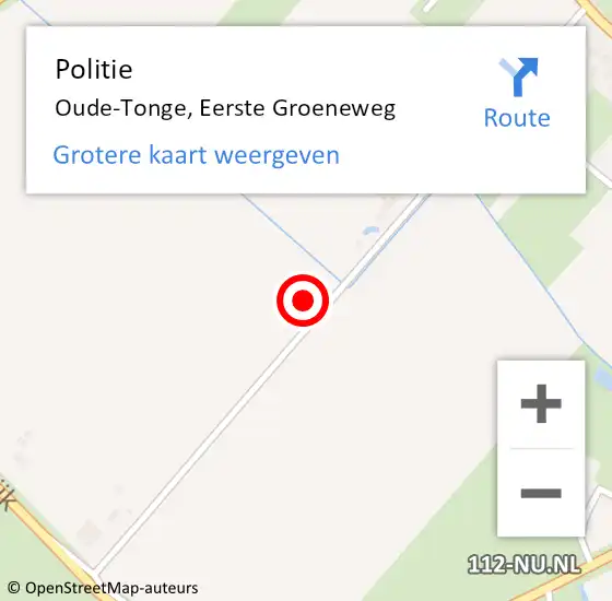 Locatie op kaart van de 112 melding: Politie Oude-Tonge, Eerste Groeneweg op 26 november 2022 00:52