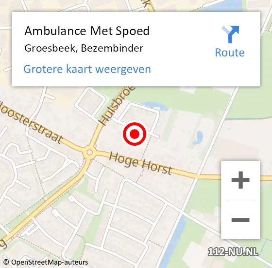 Locatie op kaart van de 112 melding: Ambulance Met Spoed Naar Groesbeek, Bezembinder op 26 november 2022 00:56