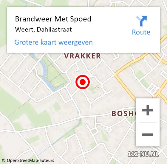 Locatie op kaart van de 112 melding: Brandweer Met Spoed Naar Weert, Dahliastraat op 26 november 2022 00:57