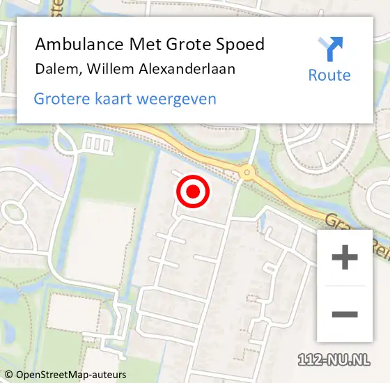 Locatie op kaart van de 112 melding: Ambulance Met Grote Spoed Naar Dalem, Willem Alexanderlaan op 26 november 2022 01:14