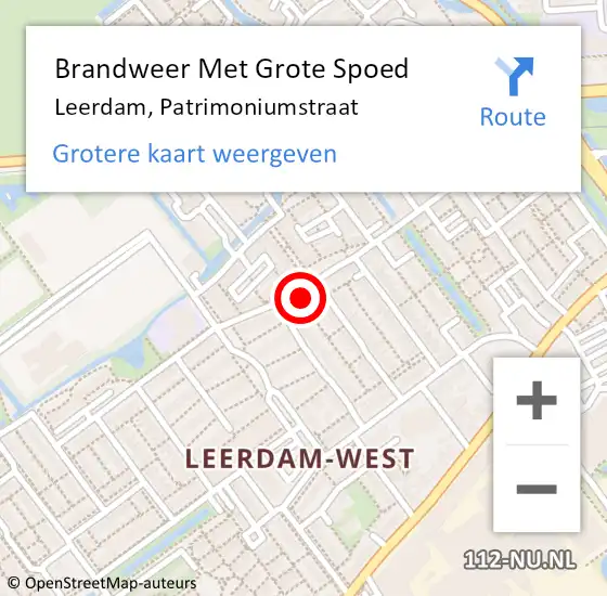 Locatie op kaart van de 112 melding: Brandweer Met Grote Spoed Naar Leerdam, Patrimoniumstraat op 26 november 2022 02:14