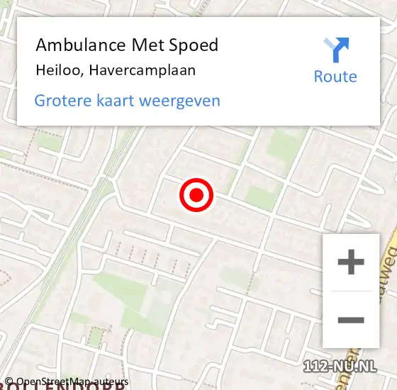 Locatie op kaart van de 112 melding: Ambulance Met Spoed Naar Heiloo, Havercamplaan op 26 november 2022 02:23