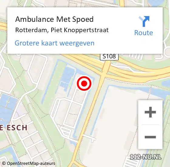 Locatie op kaart van de 112 melding: Ambulance Met Spoed Naar Rotterdam, Piet Knoppertstraat op 26 november 2022 02:32