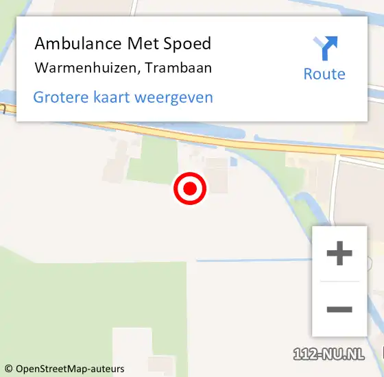 Locatie op kaart van de 112 melding: Ambulance Met Spoed Naar Warmenhuizen, Trambaan op 26 november 2022 02:39