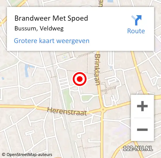 Locatie op kaart van de 112 melding: Brandweer Met Spoed Naar Bussum, Veldweg op 26 november 2022 02:47