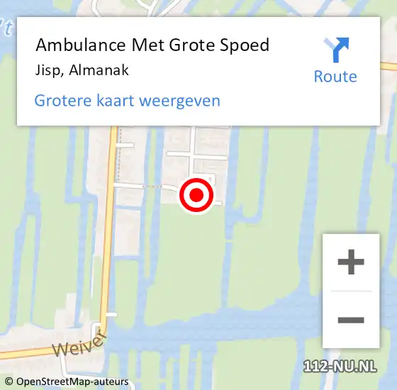 Locatie op kaart van de 112 melding: Ambulance Met Grote Spoed Naar Jisp, Almanak op 26 november 2022 02:59