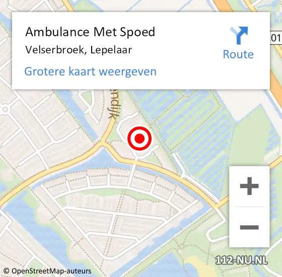 Locatie op kaart van de 112 melding: Ambulance Met Spoed Naar Velserbroek, Lepelaar op 26 november 2022 03:26