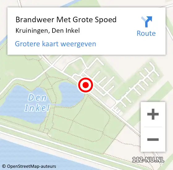 Locatie op kaart van de 112 melding: Brandweer Met Grote Spoed Naar Kruiningen, Den Inkel op 26 november 2022 03:27