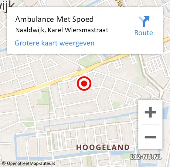 Locatie op kaart van de 112 melding: Ambulance Met Spoed Naar Naaldwijk, Karel Wiersmastraat op 26 november 2022 04:16