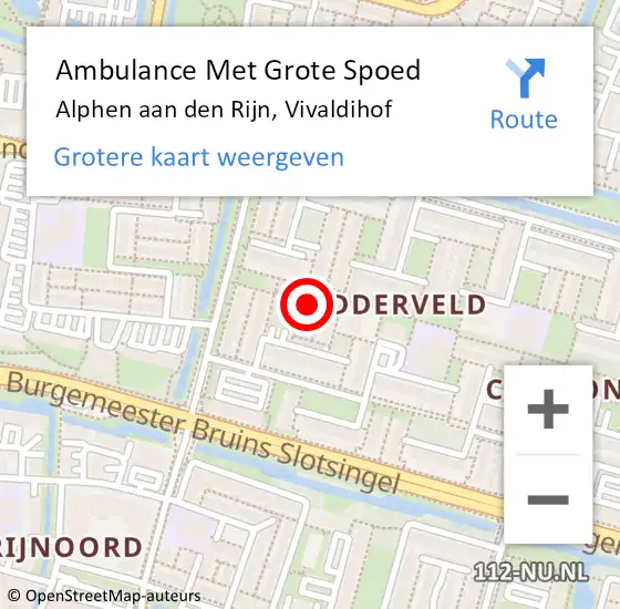 Locatie op kaart van de 112 melding: Ambulance Met Grote Spoed Naar Alphen aan den Rijn, Vivaldihof op 26 november 2022 05:05