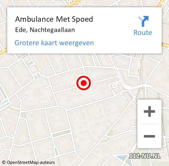 Locatie op kaart van de 112 melding: Ambulance Met Spoed Naar Ede, Nachtegaallaan op 26 november 2022 05:12